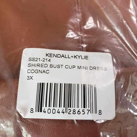 Kendall & Kylie Shired Bust Cup Mini Dress Cognac Faux Leather - NWT - Sz 3x - Picture 6 of 15